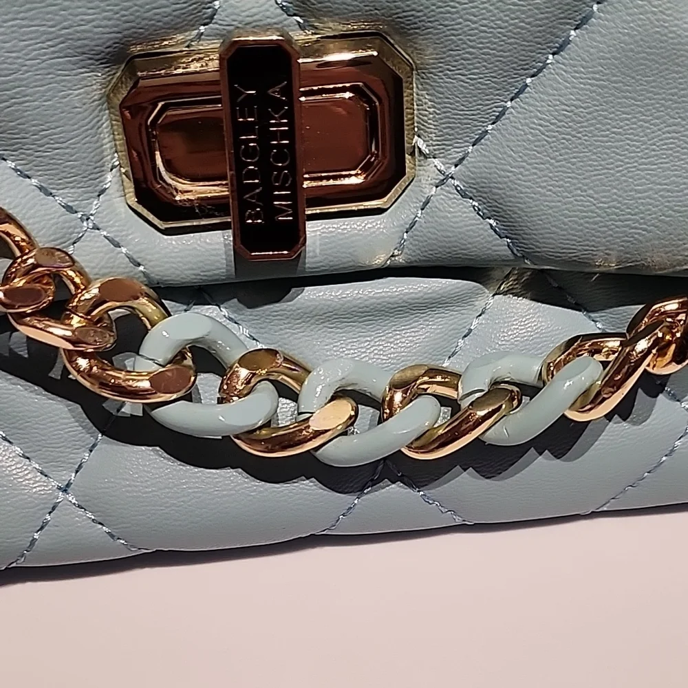 Badgley Mischka Sky Blue Quilted Crossbody Bag